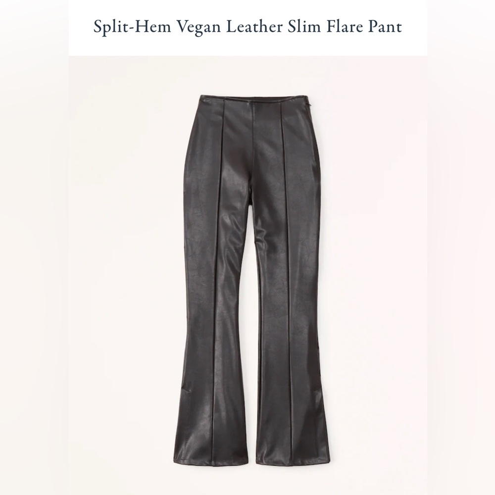 Abercrombie & Fitch Split-Hem Vegan Leather Slim Flare Pant, XS NWT